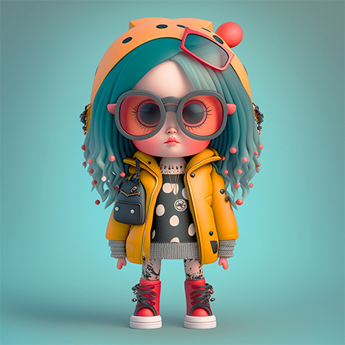 cartoon character with yellow jacket and sunglasses created by ai